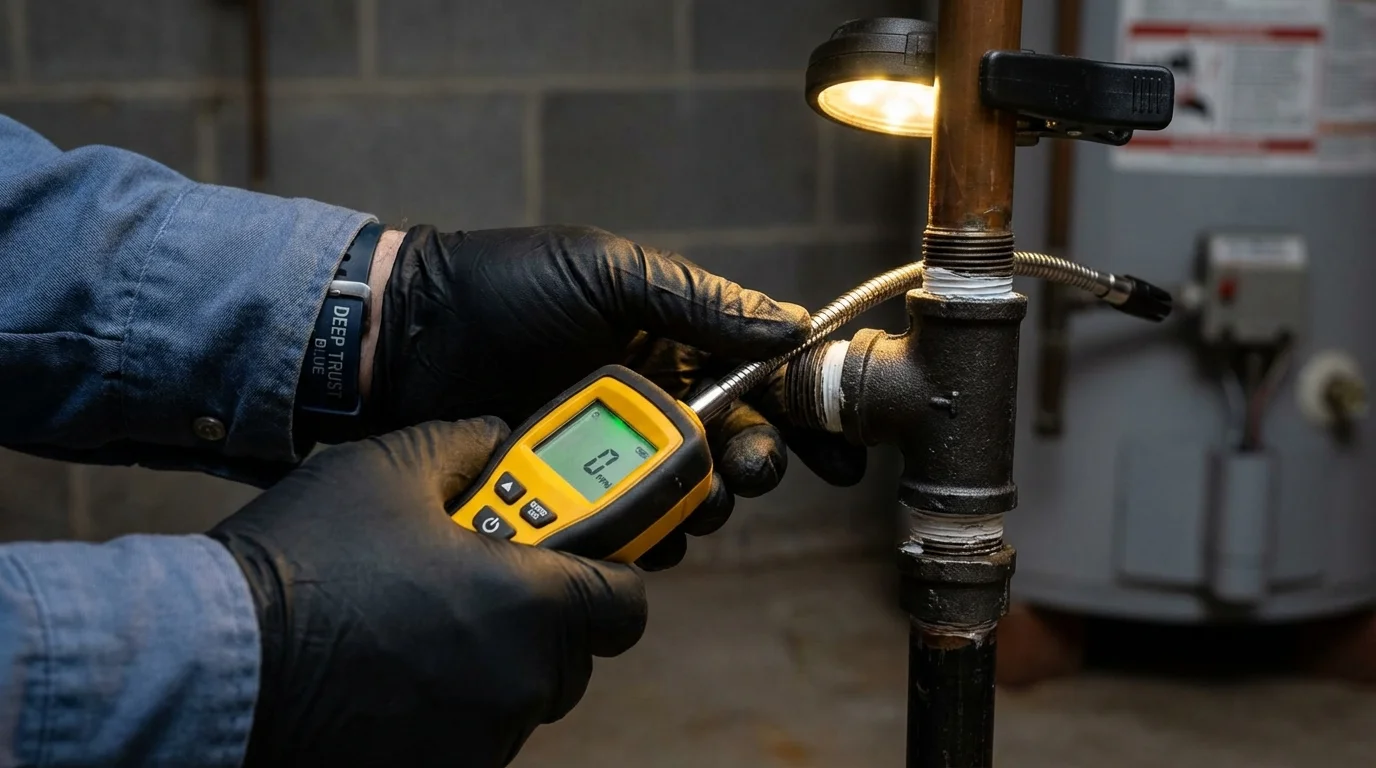 Gas leak detection with electronic sniffer by Johns Plumbing LLC in Volcano