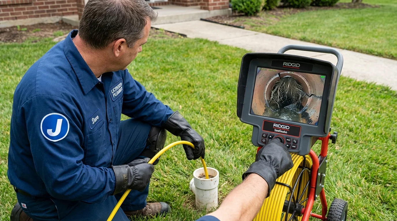 Sewer camera inspection being performed by Johns Plumbing LLC in Volcano